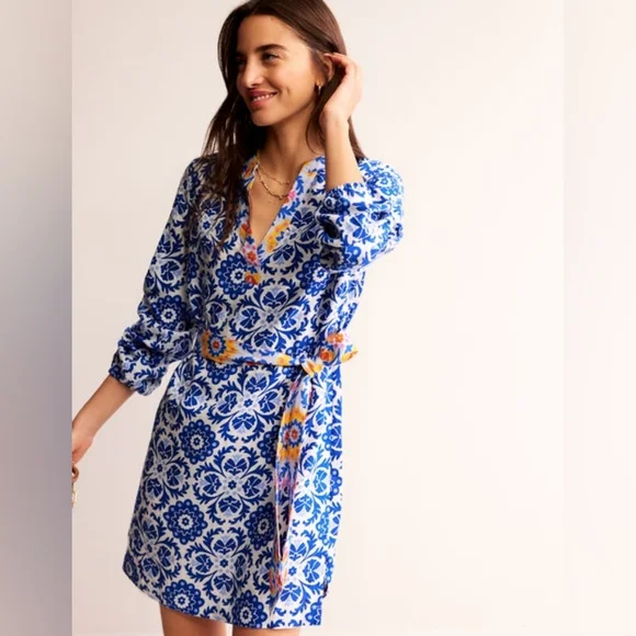 chinese dress ladies Cleo Linen Tie Waist Dress-Multi, Paradise Bay main image 1